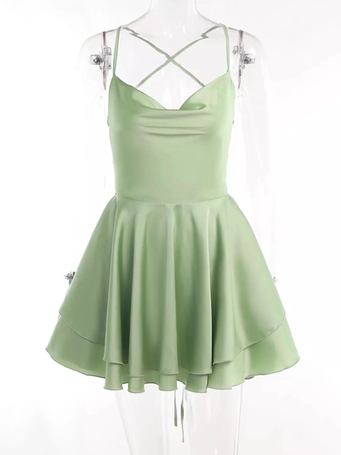 Backless Layered Ruffled Cami Dress by Partner Label