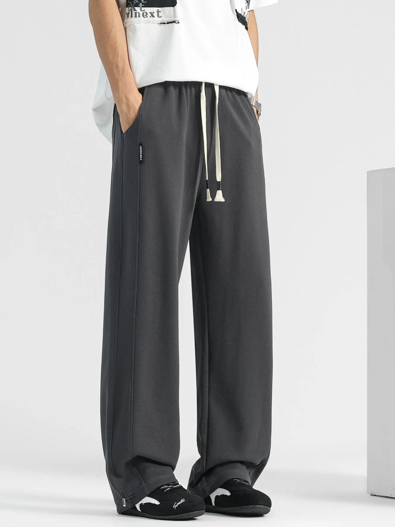 Men's Plus Size Casual Loose-Fit Drawstring Pants by Partner Label