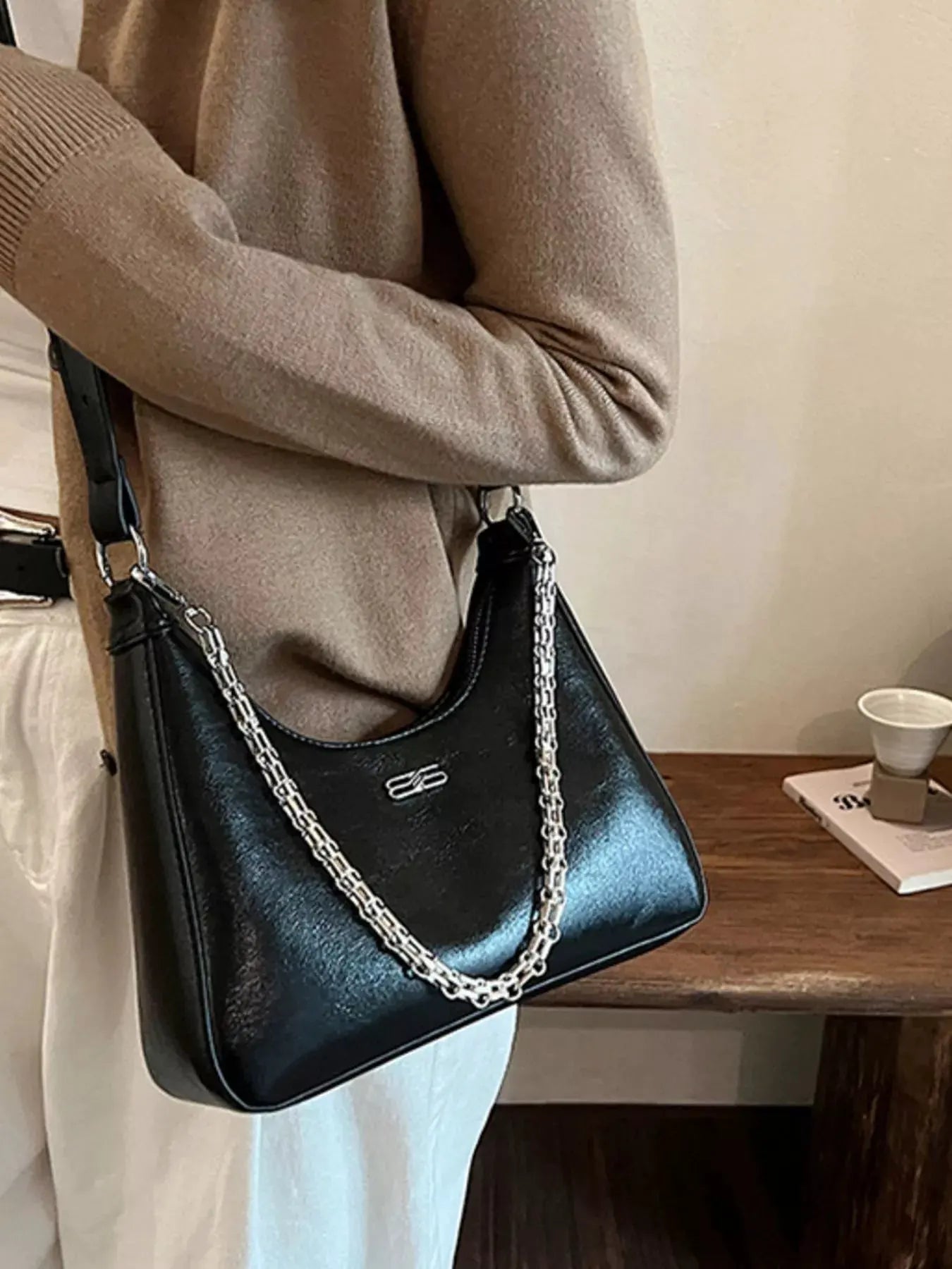 Chain-Accented Crossbody Bag by Partner Label