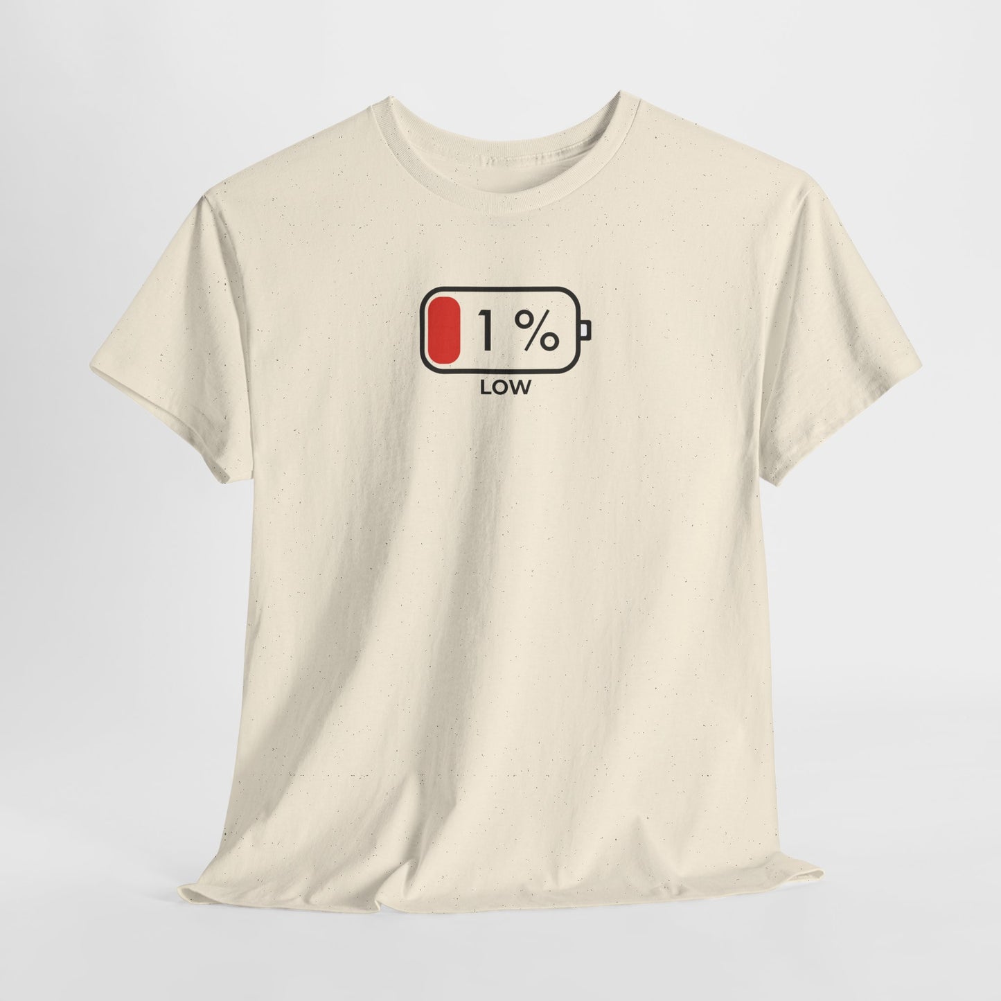 Low Battery Graphic T Shirt | Minimalist Battery Icon Unisex Casual Tee