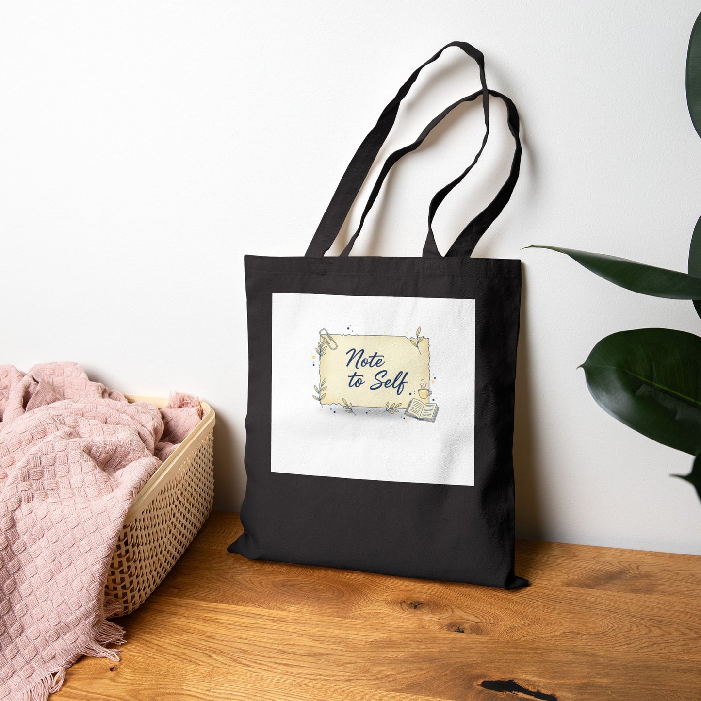 Note to Self canvas tote | handwritten reminder, post‑it note aesthetic