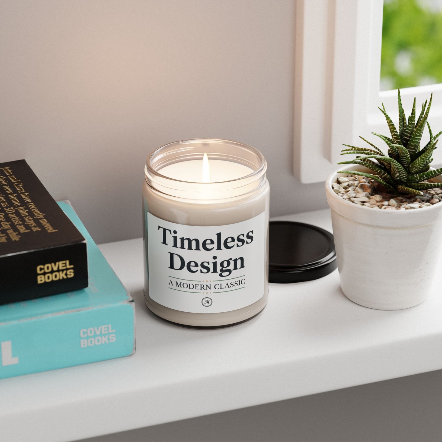 Timeless Design Soy Candle | Retro Serif Typography, Literary Aesthetic