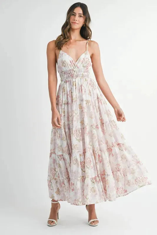 MABLE Floral Print Tiered Cami Maxi Dress by MABLE