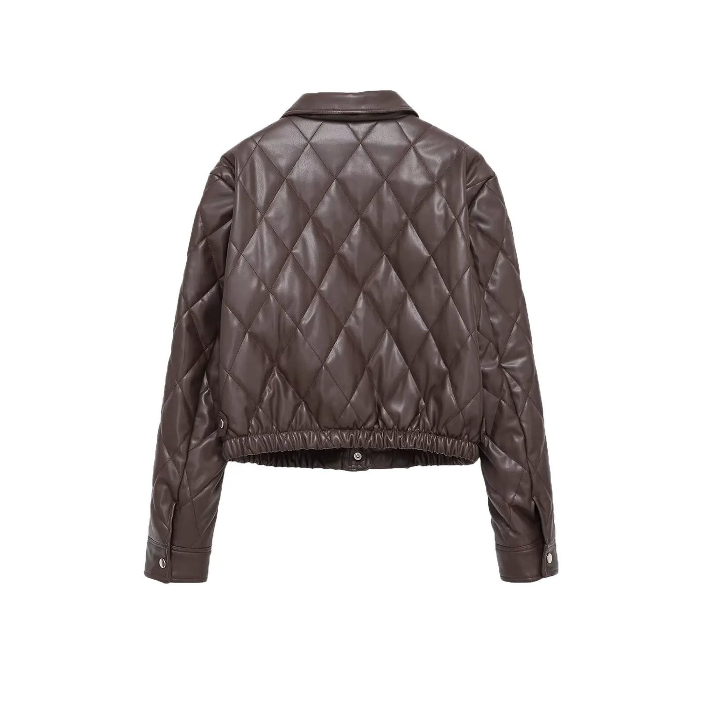 Women's Jacket Quilted Faux Leather BYMANYC ® New York SOHO BROWN LEATHER BOMBER - New Collection by BYMANYC ® New York