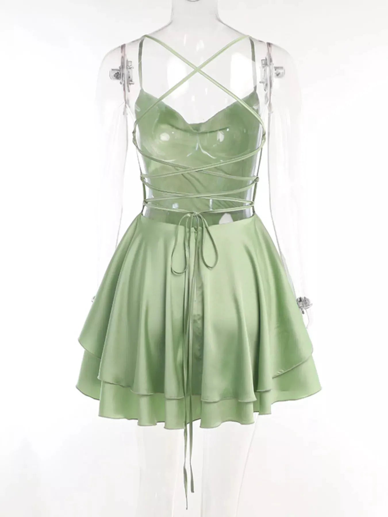 Backless Layered Ruffled Cami Dress by Partner Label