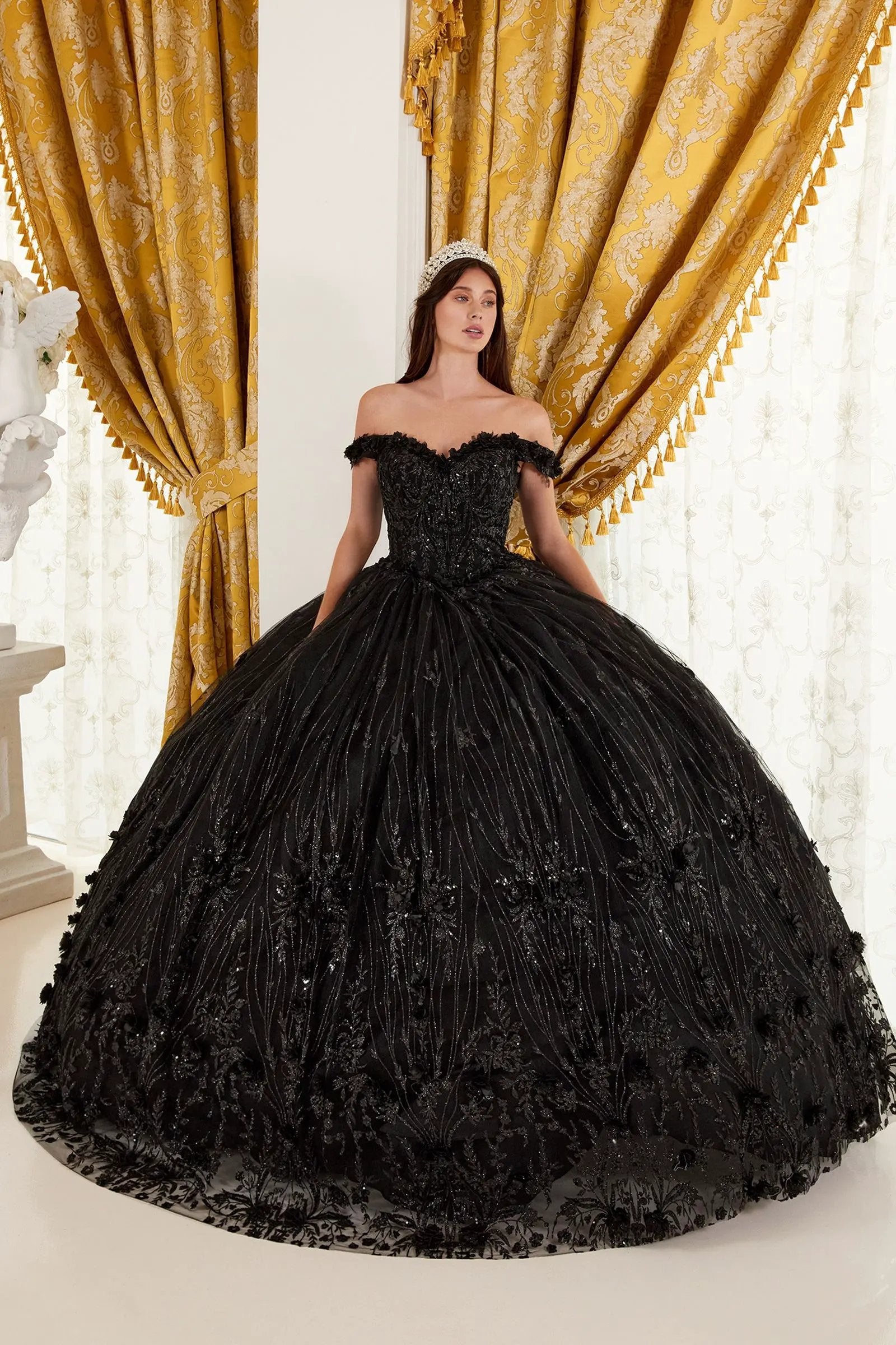 Off The Shoulder Quinceanera Floral Ball Gown by Tux-USA