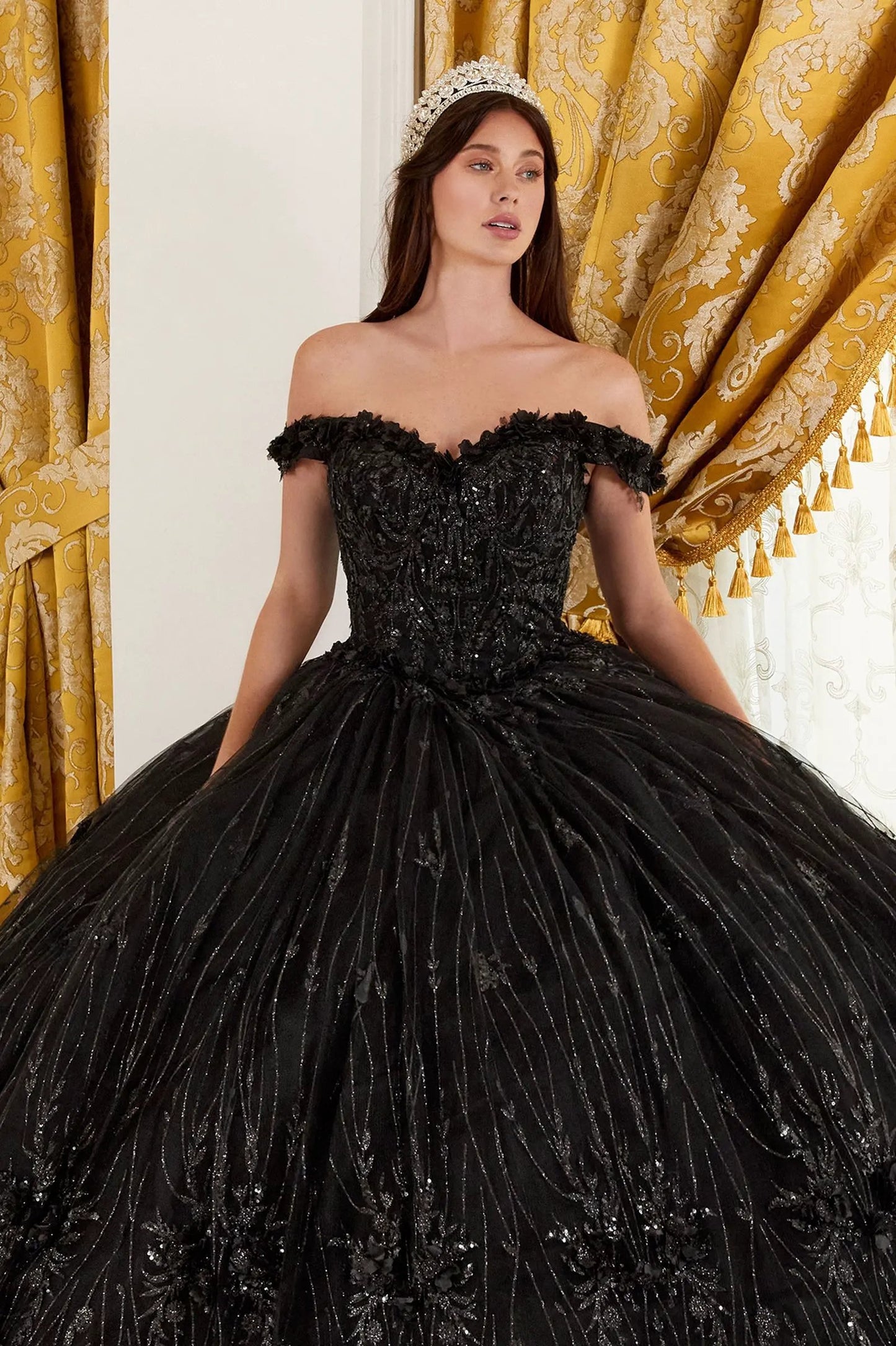 Off The Shoulder Quinceanera Floral Ball Gown by Tux-USA