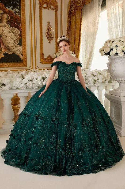 Off The Shoulder Quinceanera Floral Ball Gown by Tux-USA