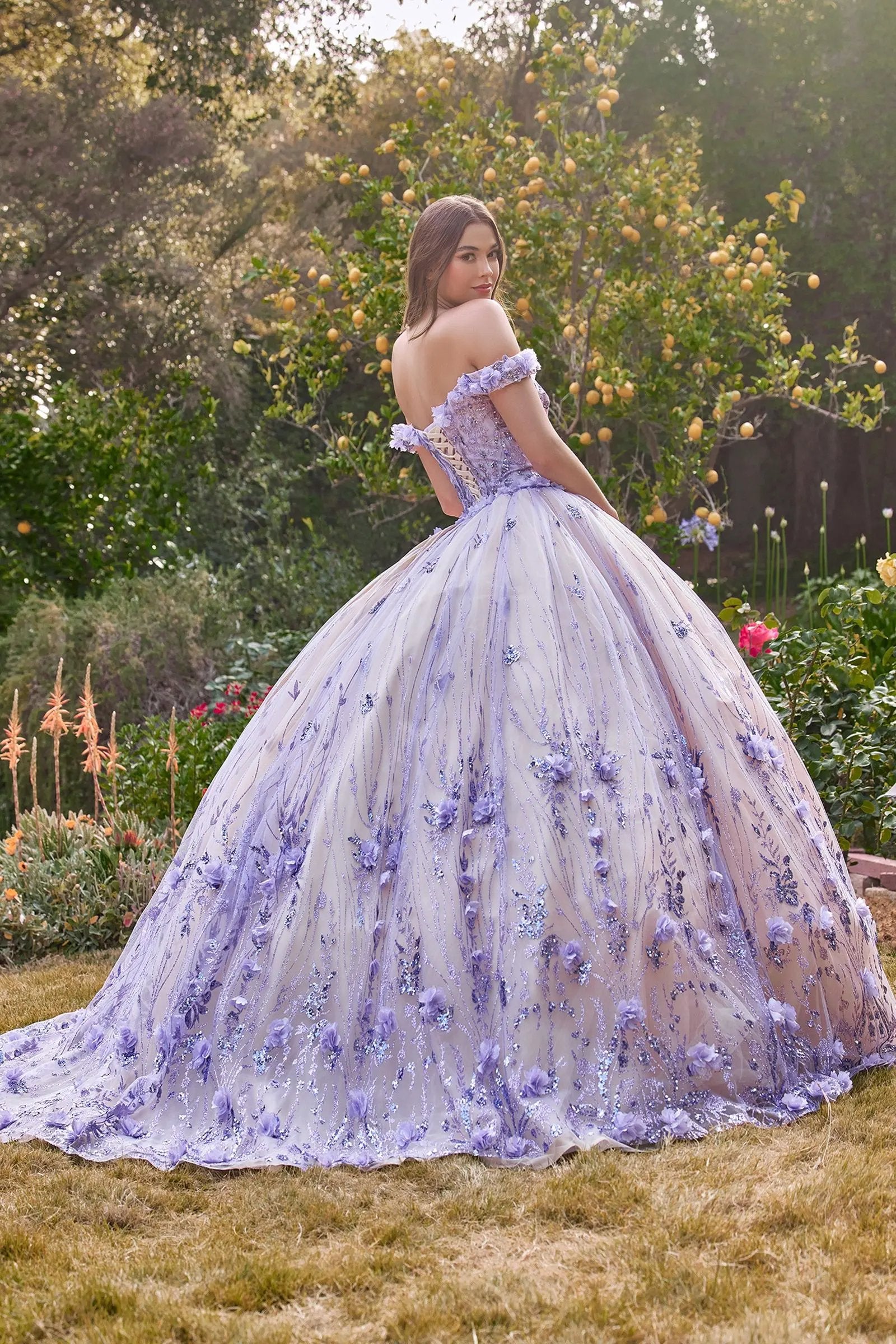 Off The Shoulder Quinceanera Floral Ball Gown by Tux-USA
