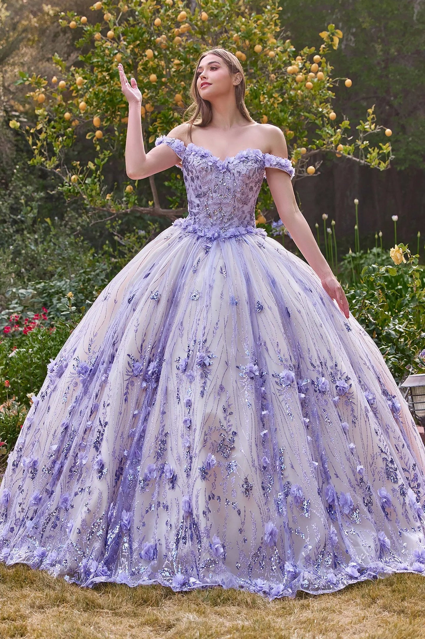 Off The Shoulder Quinceanera Floral Ball Gown by Tux-USA