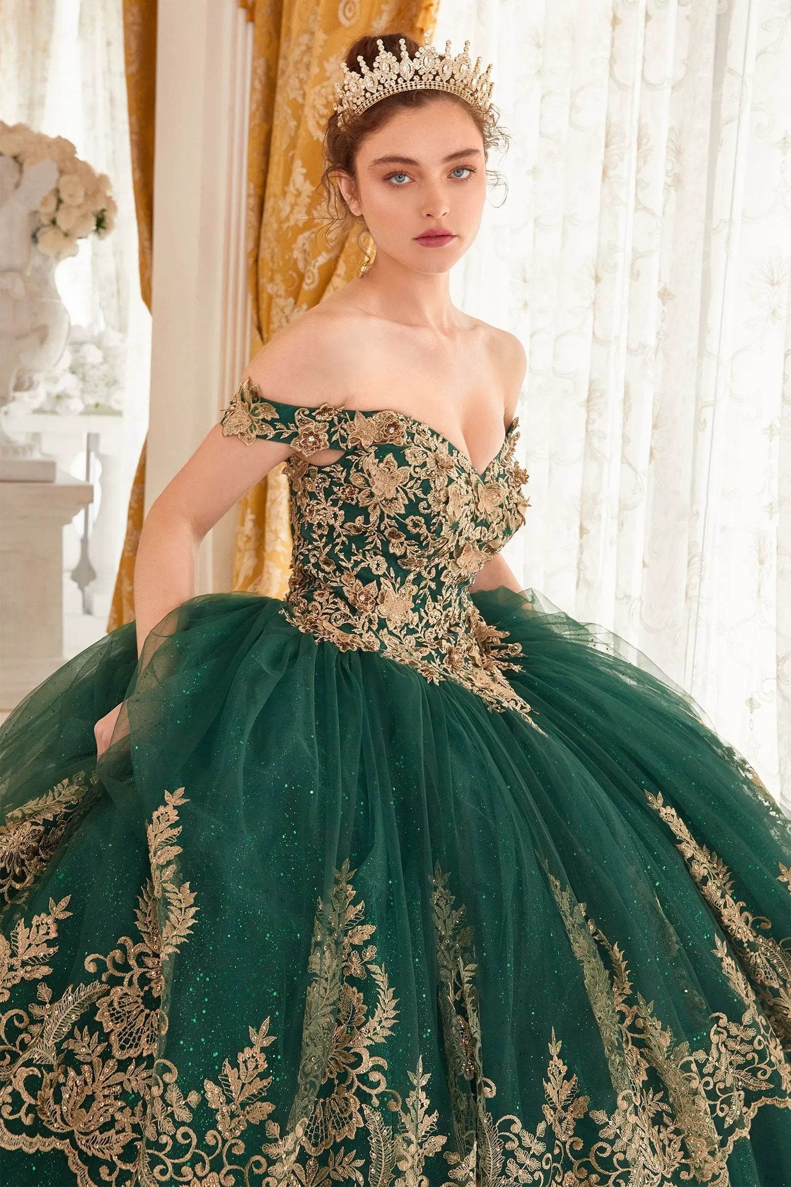 Layered Lace Quinceanera Ball Gown by Tux-USA