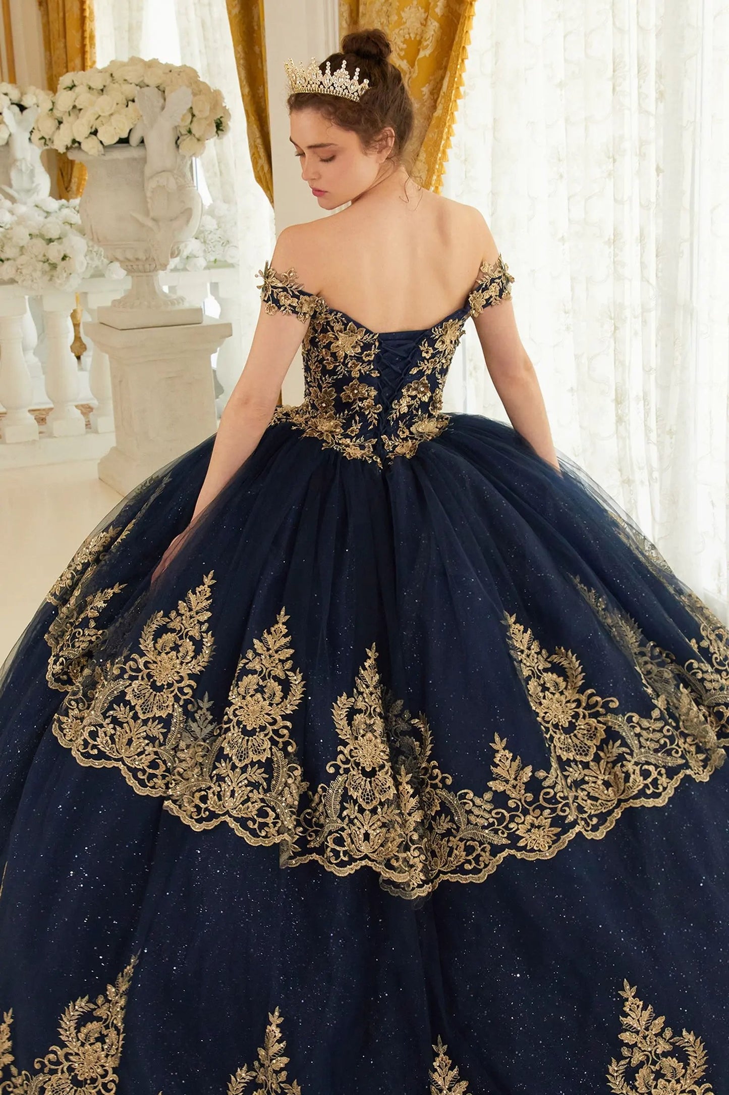 Layered Lace Quinceanera Ball Gown by Tux-USA