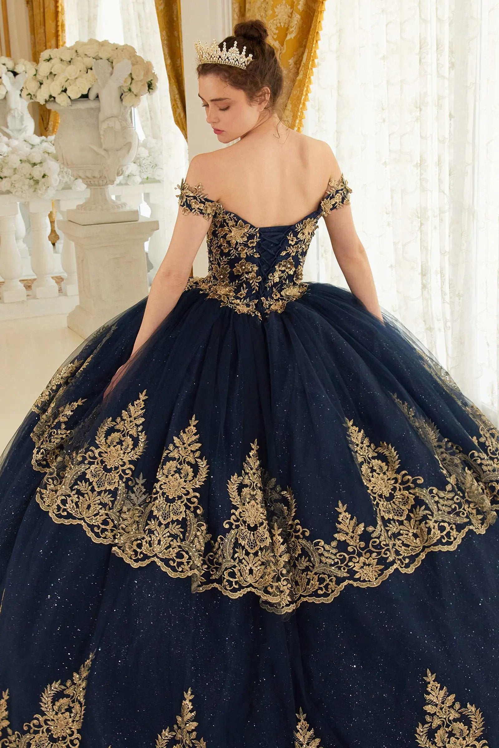 Layered Lace Quinceanera Ball Gown by Tux-USA