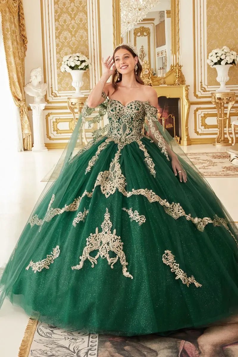 Layered Gold Lace Ball Gown by Tux-USA