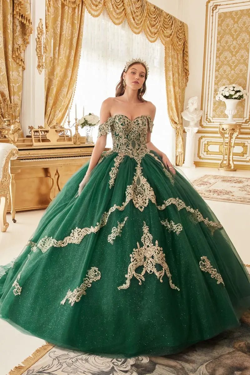 Layered Gold Lace Ball Gown by Tux-USA
