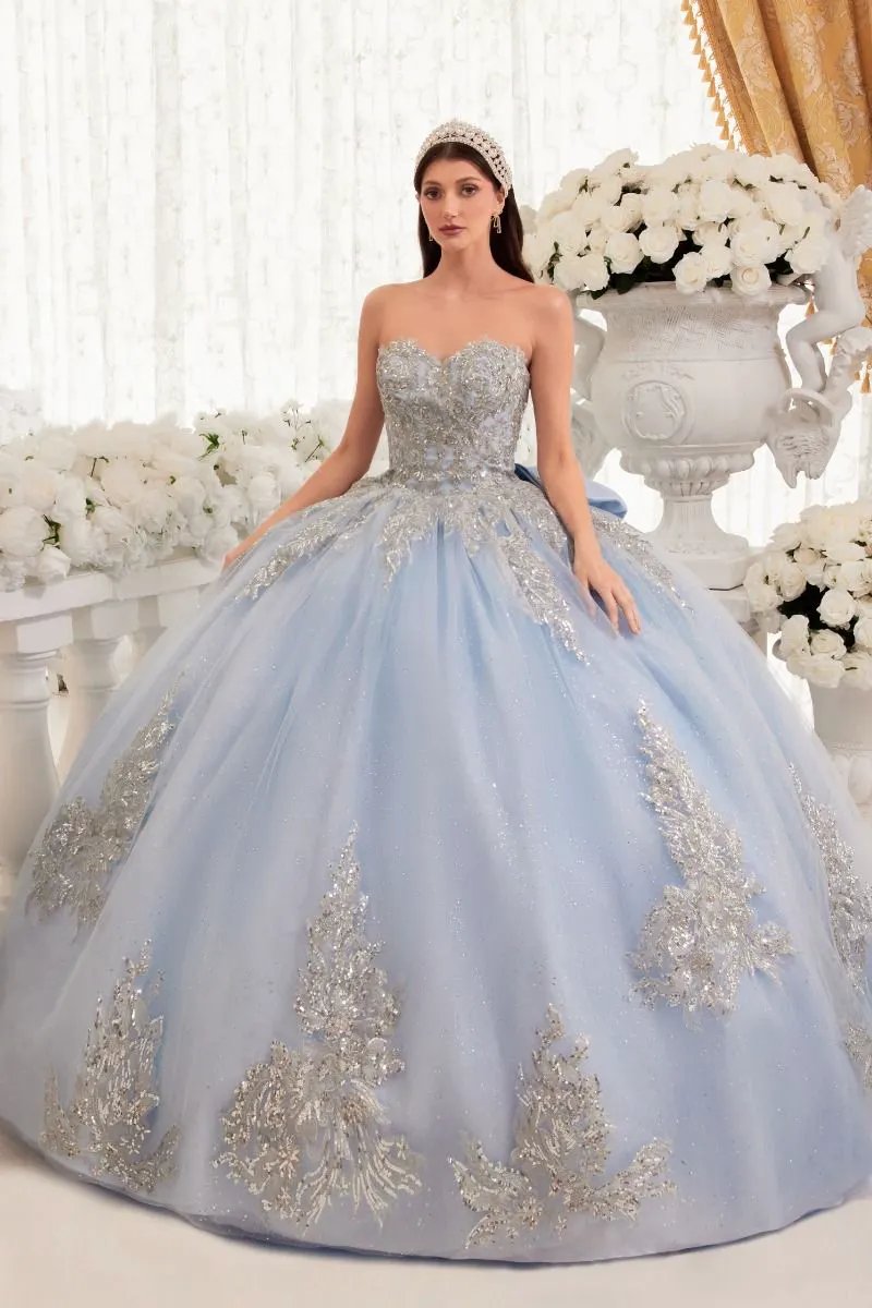 Strapless Layered Ball Gown With Bow Detail by Tux-USA