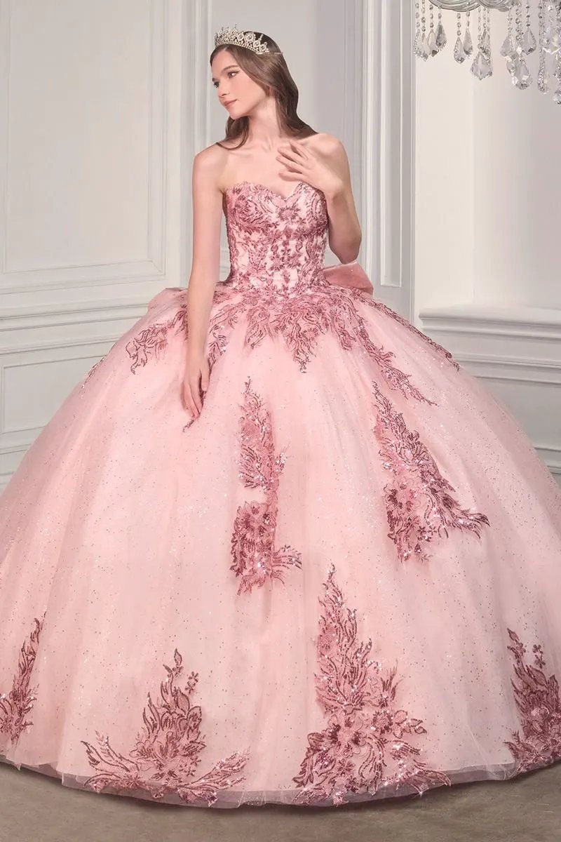 Strapless Layered Ball Gown With Bow Detail by Tux-USA