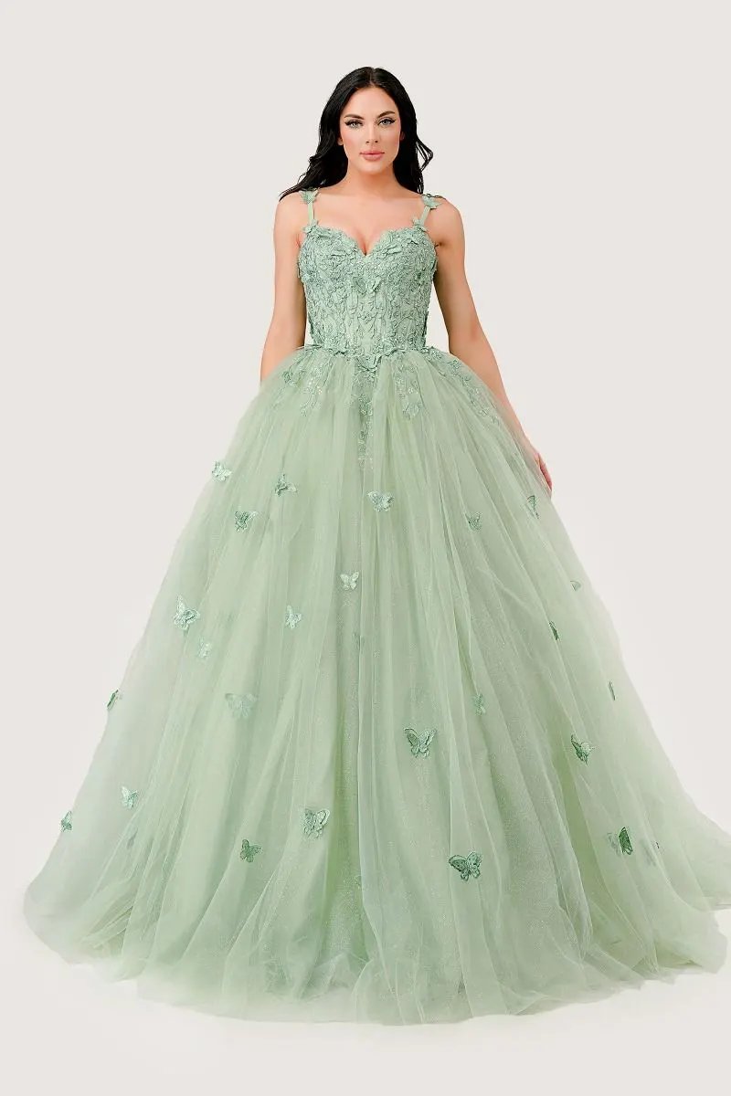 Sage Layered Tulle Ball Gown by Tux-USA