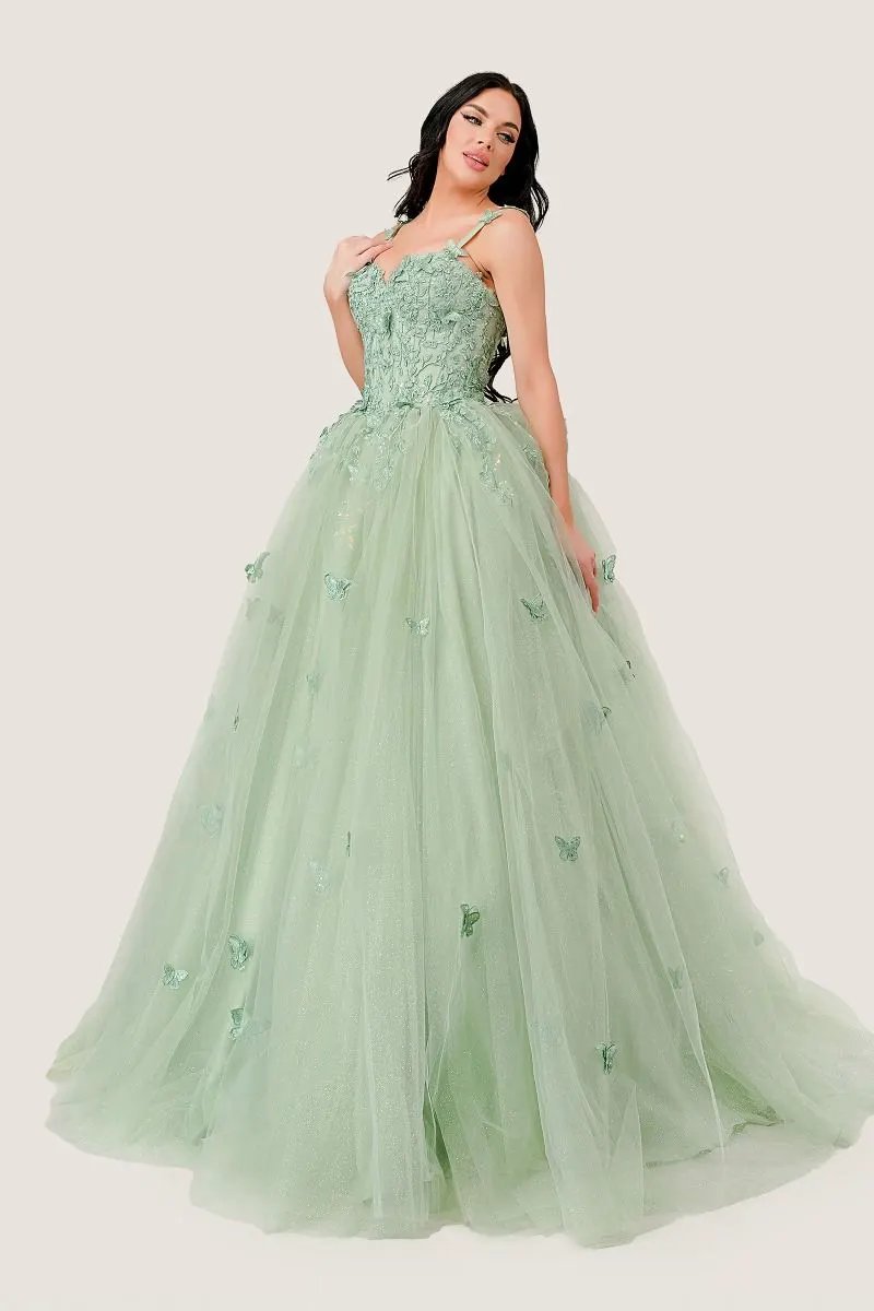 Sage Layered Tulle Ball Gown by Tux-USA