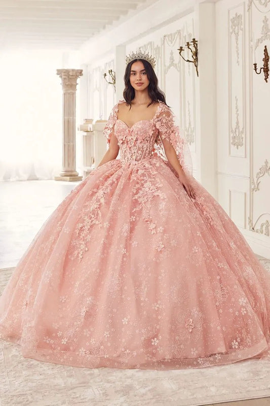 Floral Quinceanera Ball Gown With Cape by Tux-USA