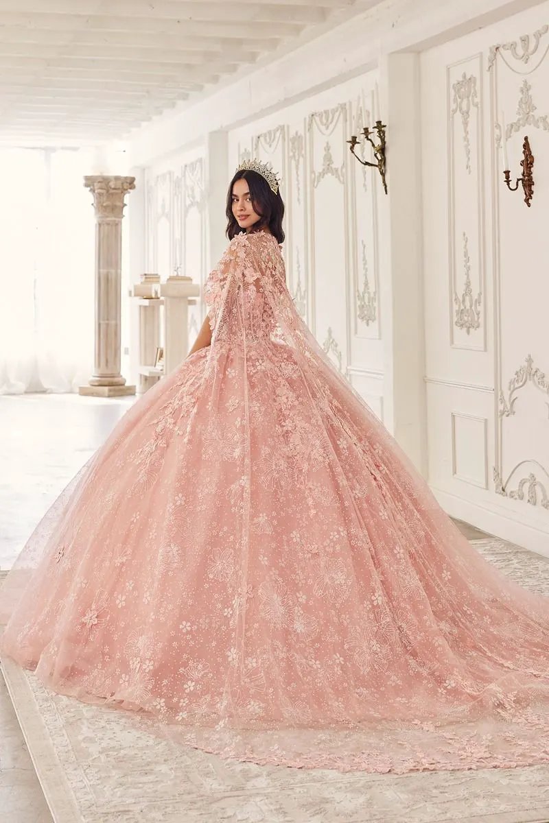 Floral Quinceanera Ball Gown With Cape by Tux-USA