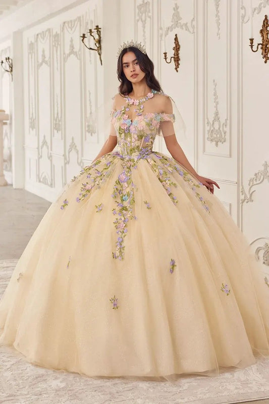 Multi Colored Floral Ball Gown by Tux-USA
