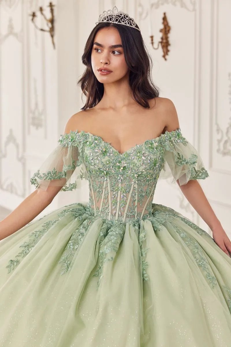 Off The Shoulder Flutter Sleeve Ball Gown by Tux-USA