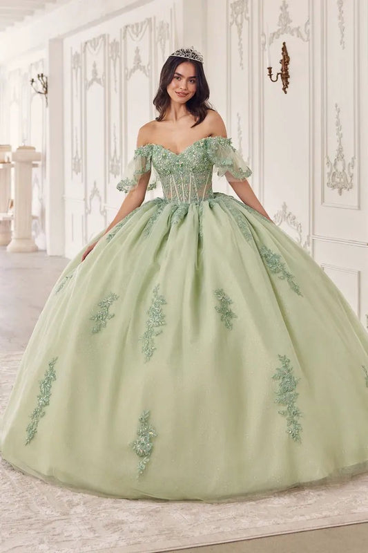 Off The Shoulder Flutter Sleeve Ball Gown by Tux-USA