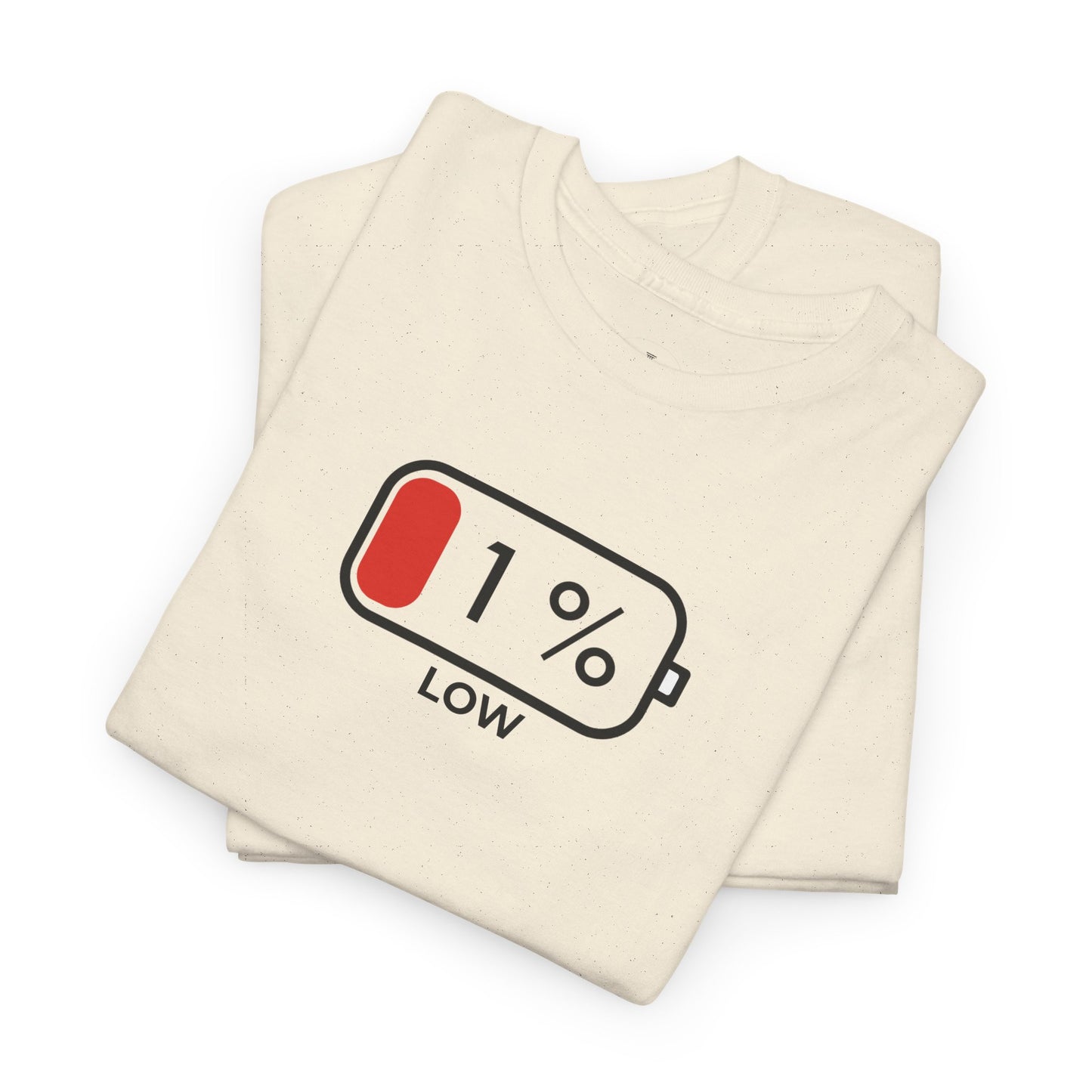 Low Battery Graphic T Shirt | Minimalist Battery Icon Unisex Casual Tee