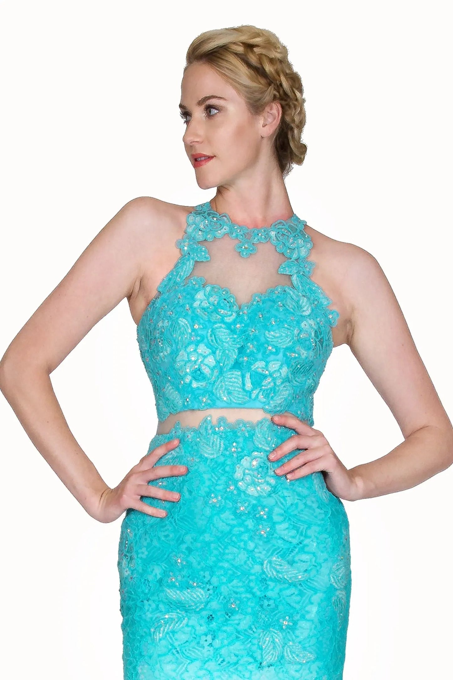 Beaded Lace Sheath Dress by Tux-USA