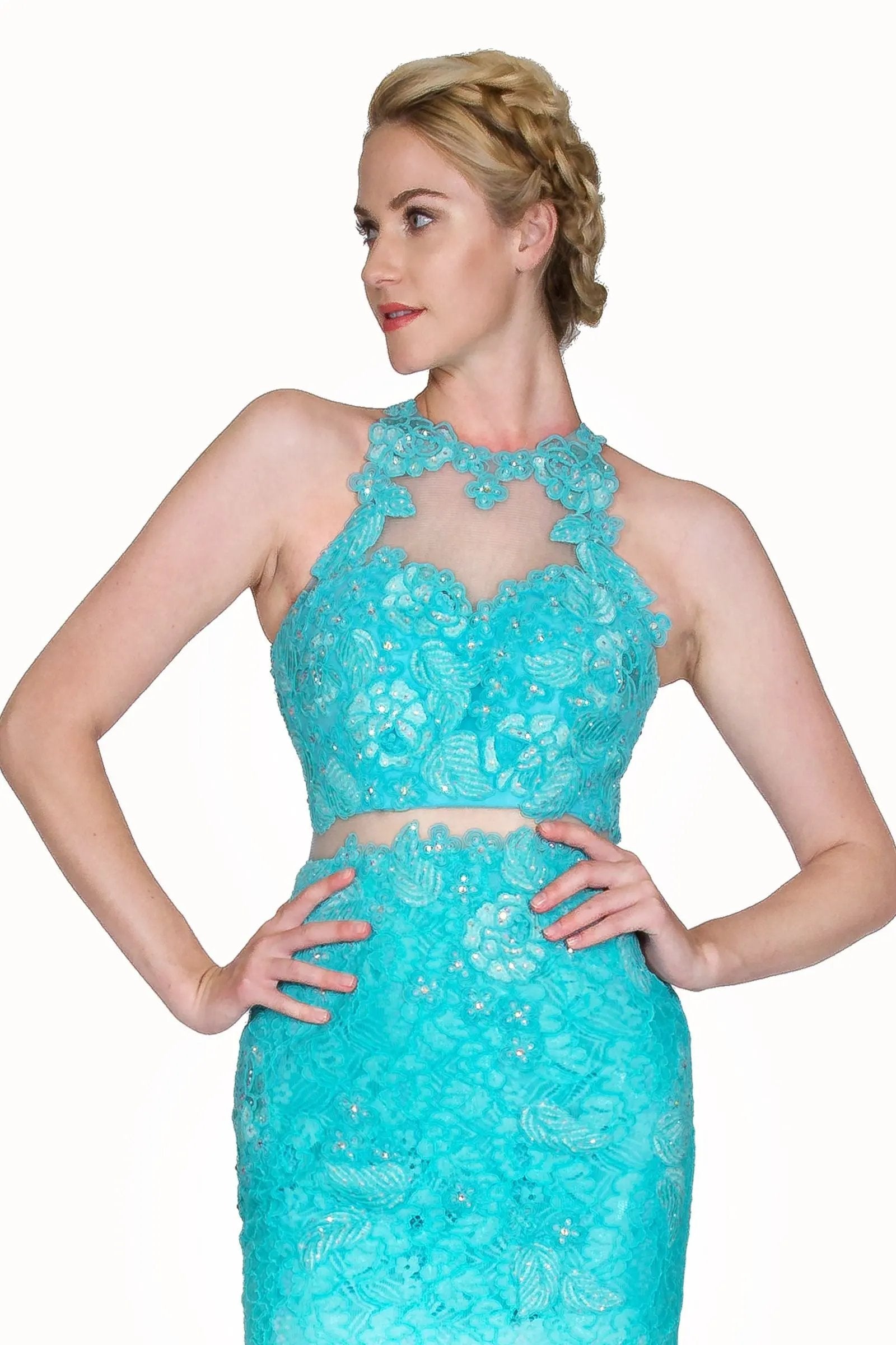 Beaded Lace Sheath Dress by Tux-USA
