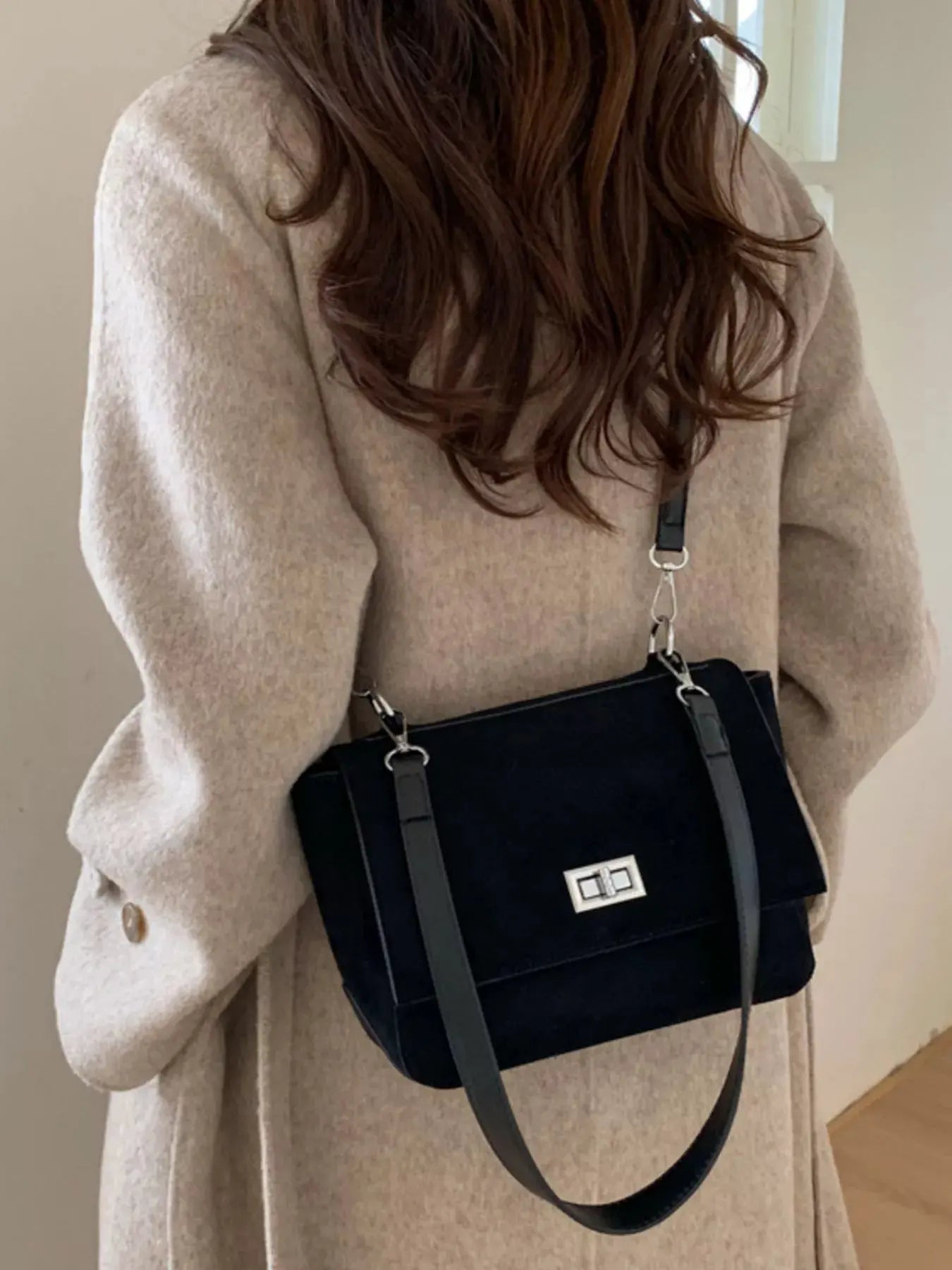 Suede Flap Crossbody Bag by Partner Label