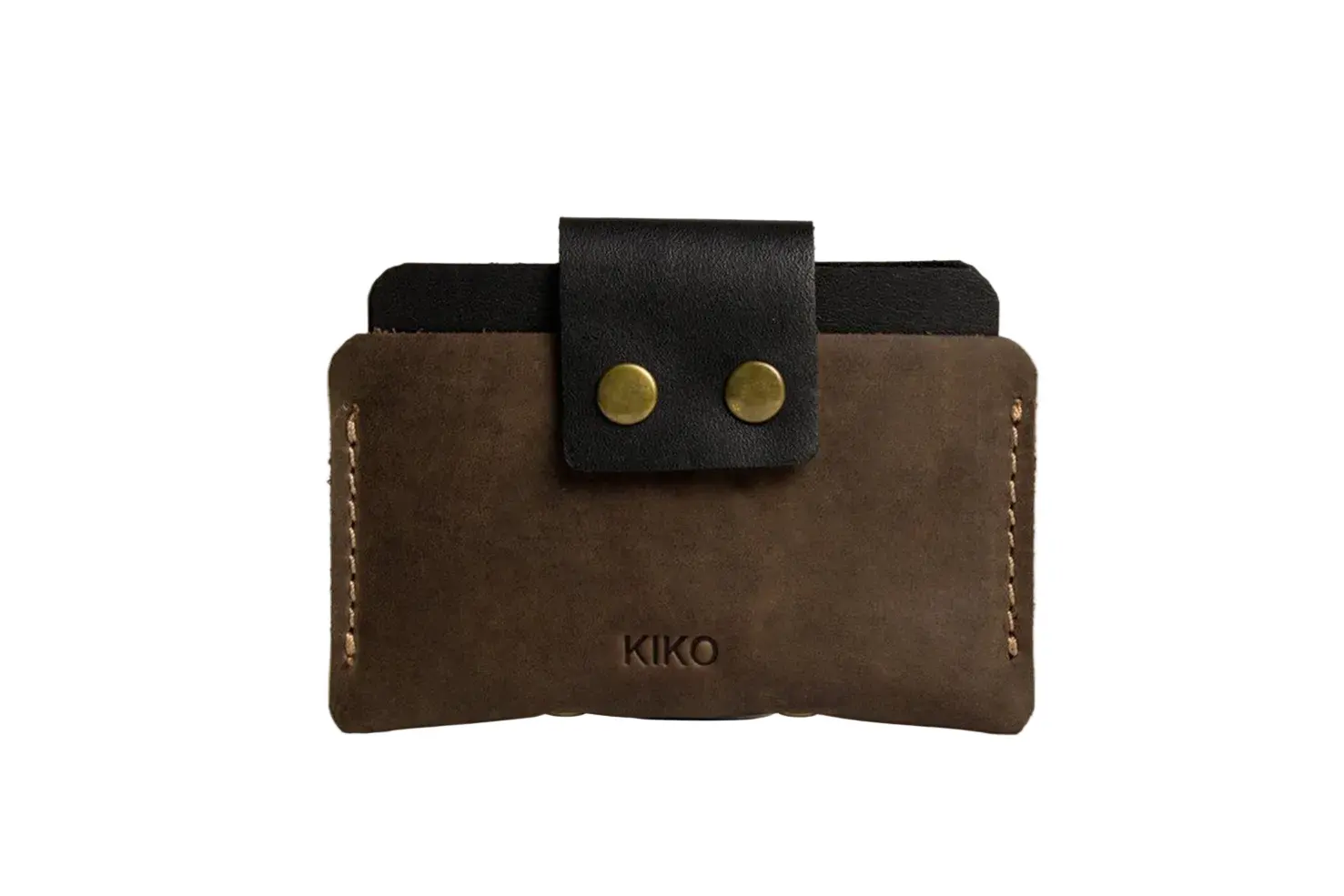Two-Tone Cowhide Leather Card Holder Wallet Slim Button Closure by Inland Leather