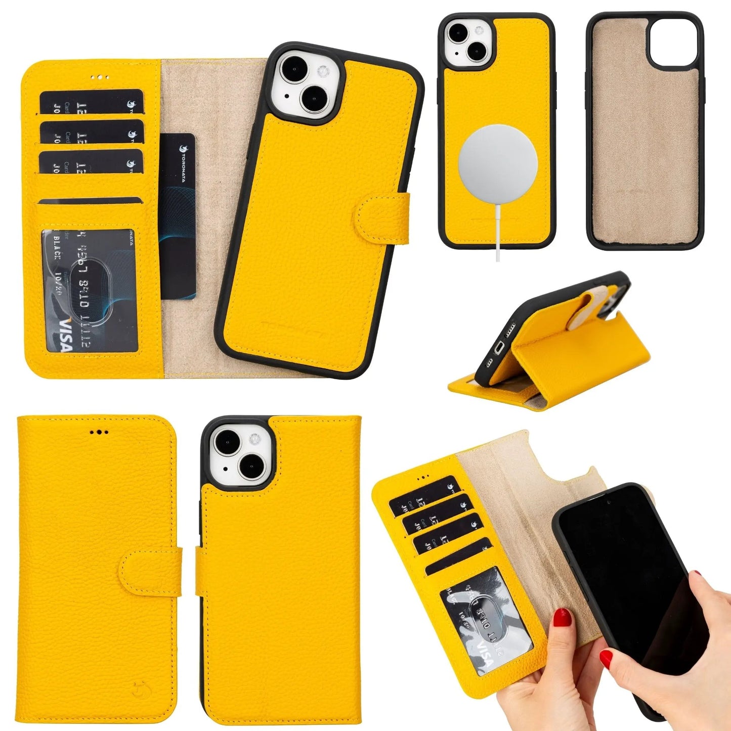 Casper Leather iPhone 15 Plus Wallet Case | Detachable MagSafe Compatible RFID Protection by TORONATA