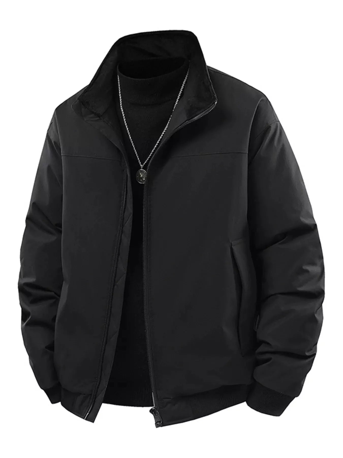 Men's Casual Stand Collar Lightweight Bomber Jacket by Partner Label
