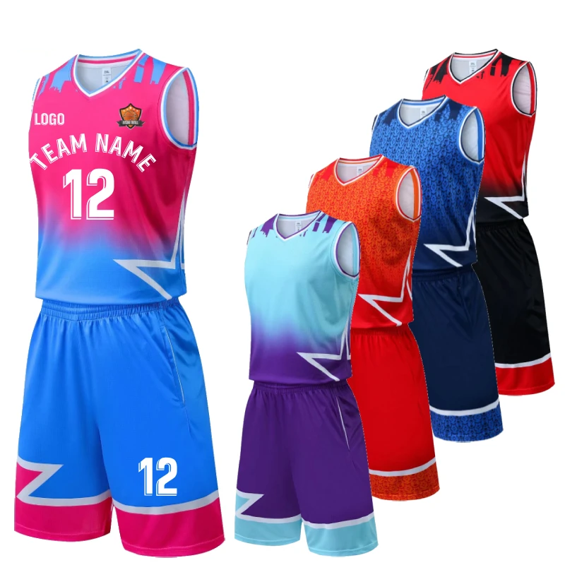 Custom Basketball Jersey Set Star Design Team Uniform for Men Women Kids-0