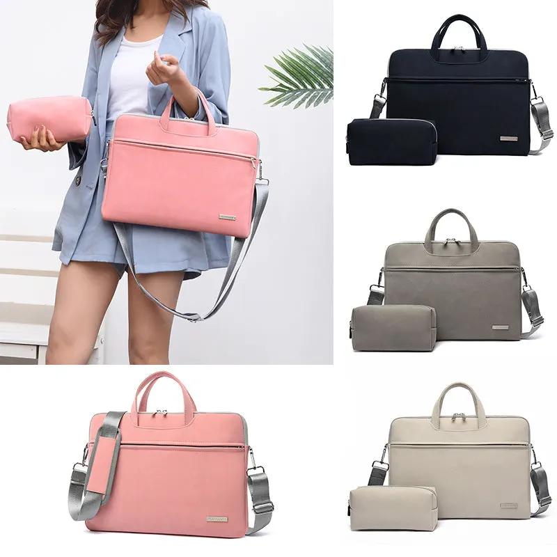 PU Leather Women Laptop Bag Notebook Carrying Case Briefcase For Macbook Air 13.3 14 15.6 Inch Men Handbags Shoulder Mouse Bag by Maiden-Art