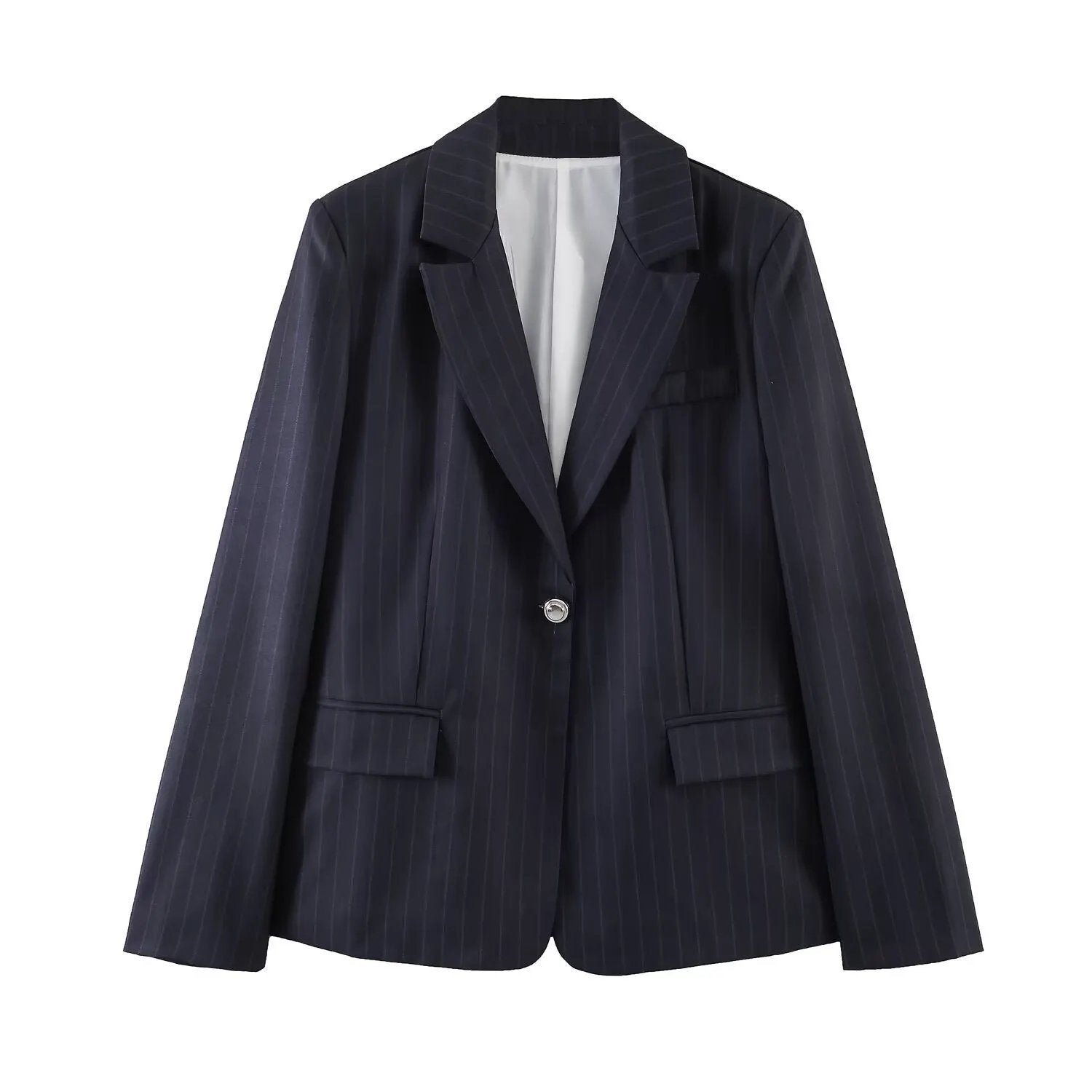 Women's Jacket Dark Navy Pinstripe BYMANYC ® New York WALL STREET PINSTRIPE TAILORED BLAZER - New Collection by BYMANYC ® New York