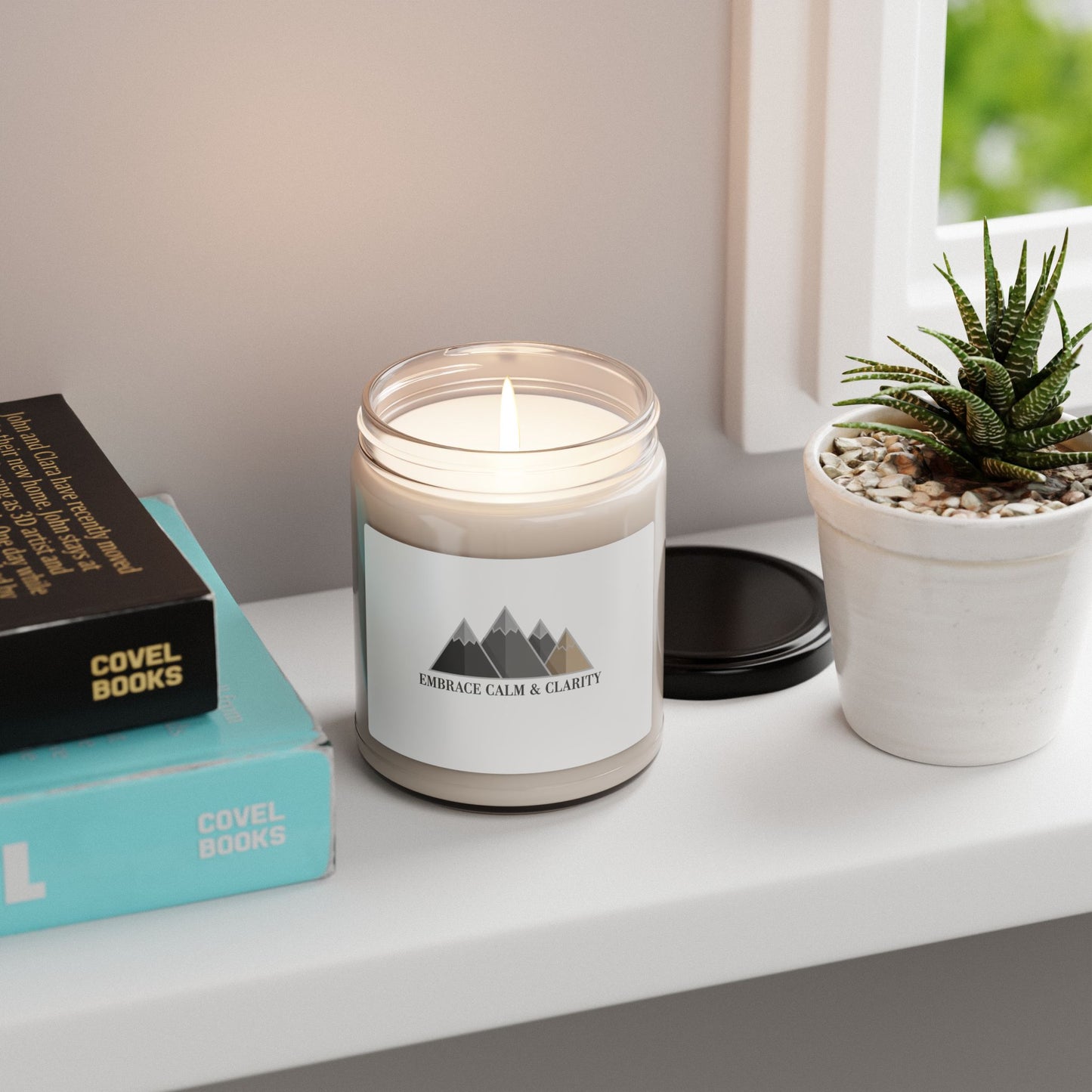 Embrace Calm & Clarity Soy Candle, 9oz | Minimal Stoic Mantra, Monochrome