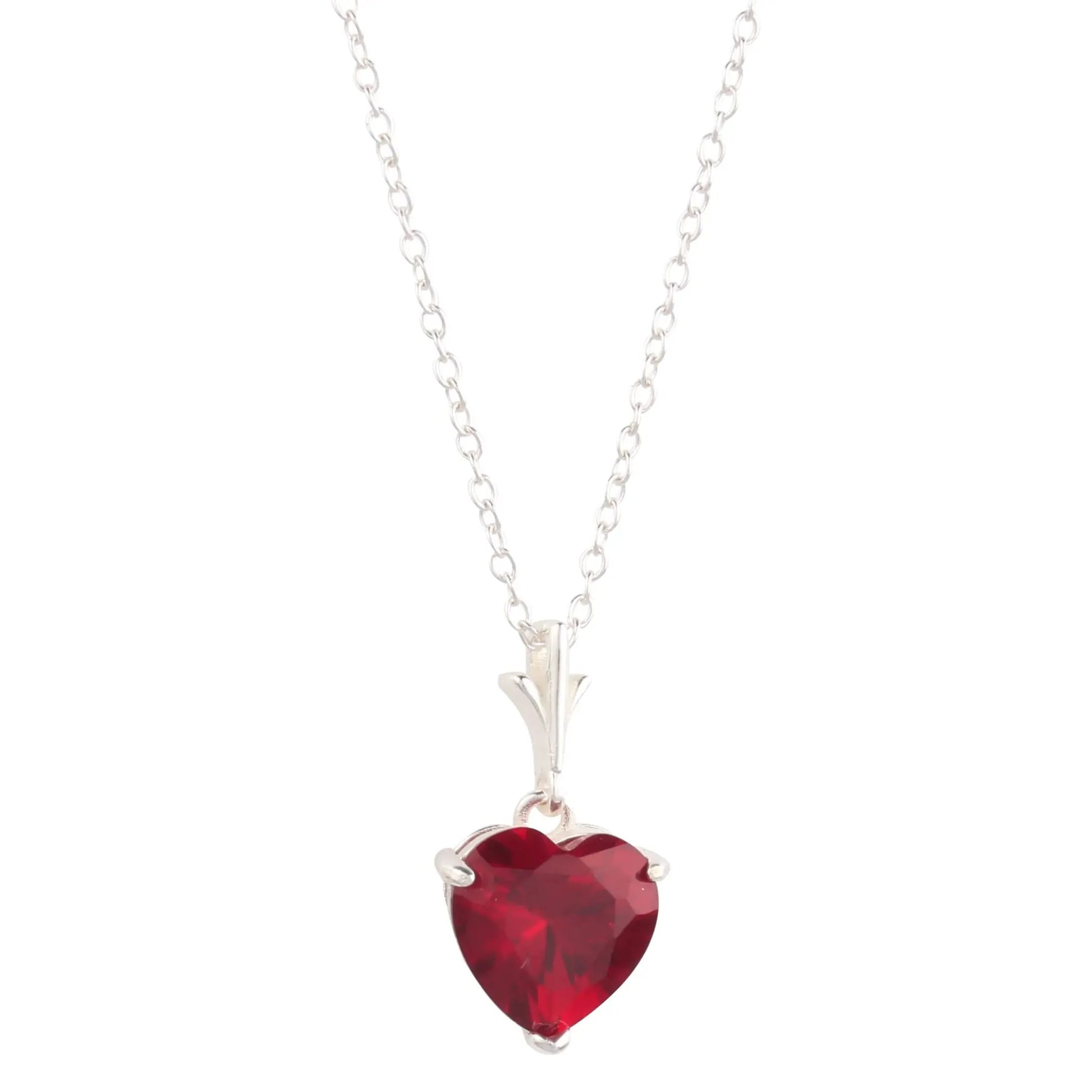 925 Sterling Silver Necklace Red Heart Pendant by Nichestar