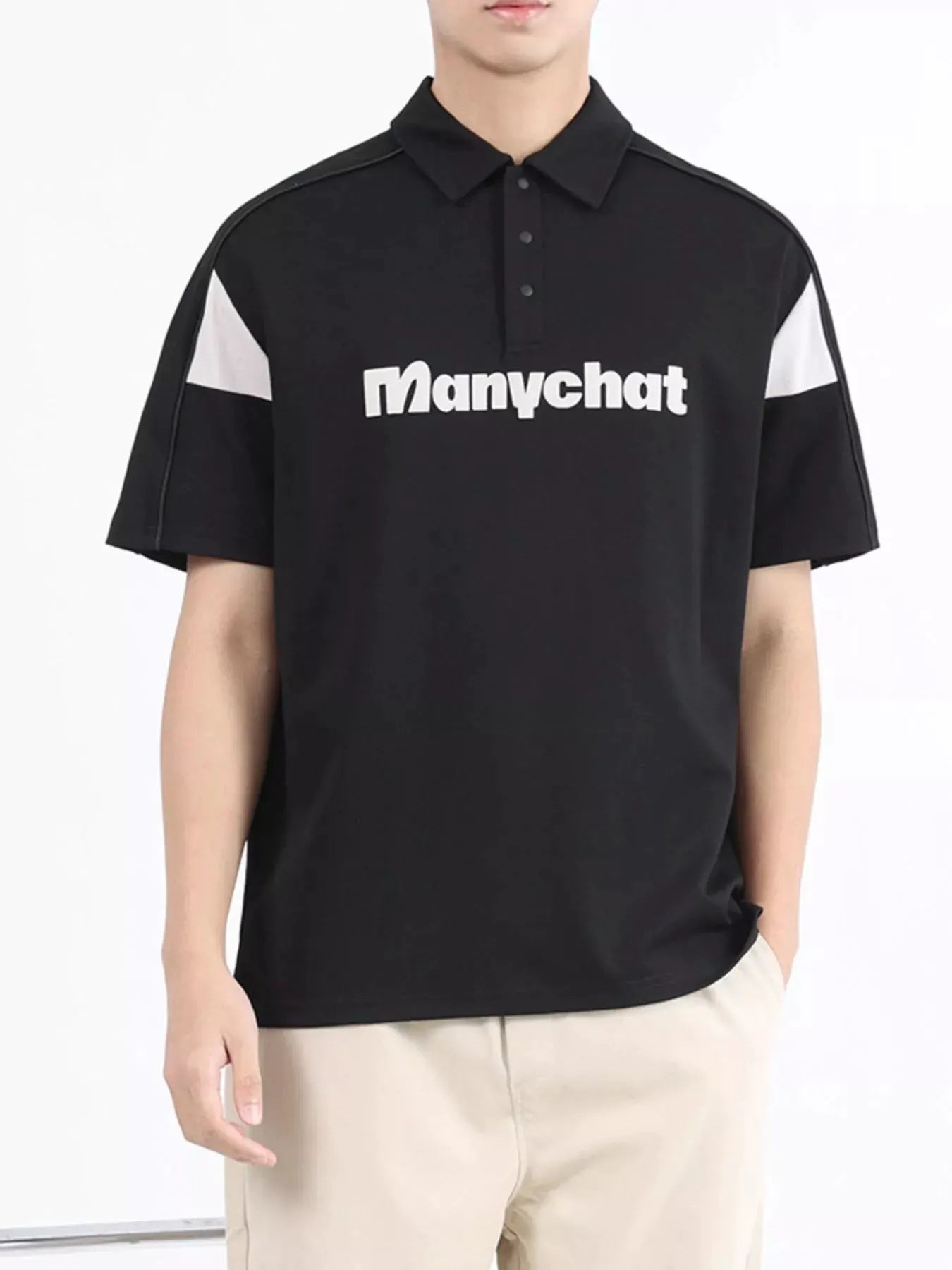 Men's Plus Size Letter Short Sleeve Polo by Trendsi