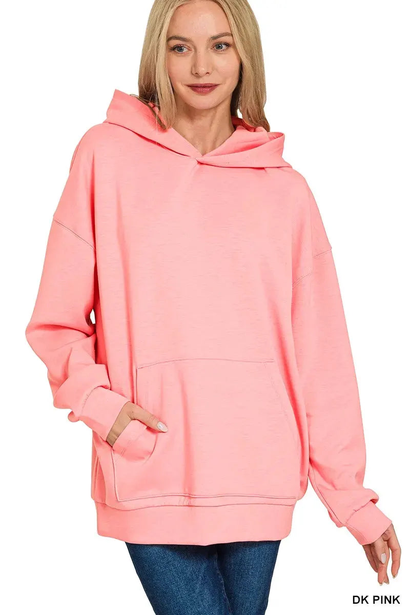 Zenana Oversized Scuba Hoodie with Kangaroo Pocket by Zenana