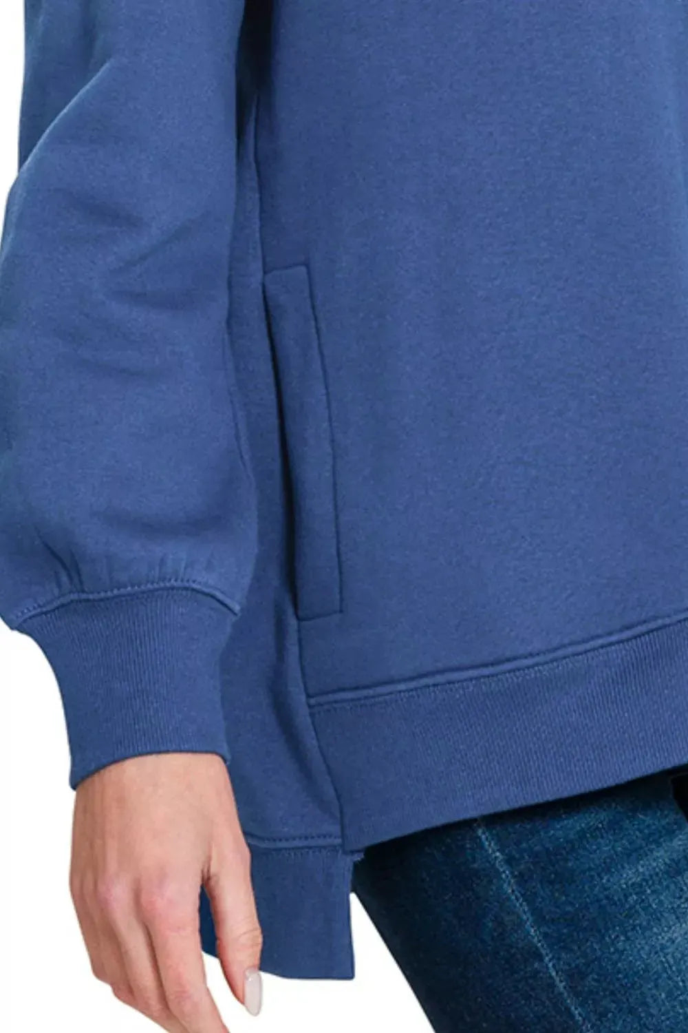 Zenana Fleece Hi-low Boyfriend Sweatshirts with Pockets by Zenana