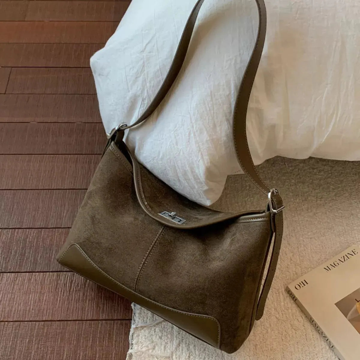 Suede Crossbody Bag with Adjustable Strap by Partner Label