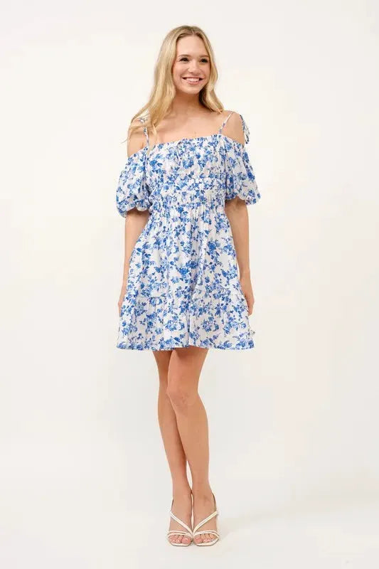 And The Why Off Shoulder Bubble Sleeve Dress by And The Why