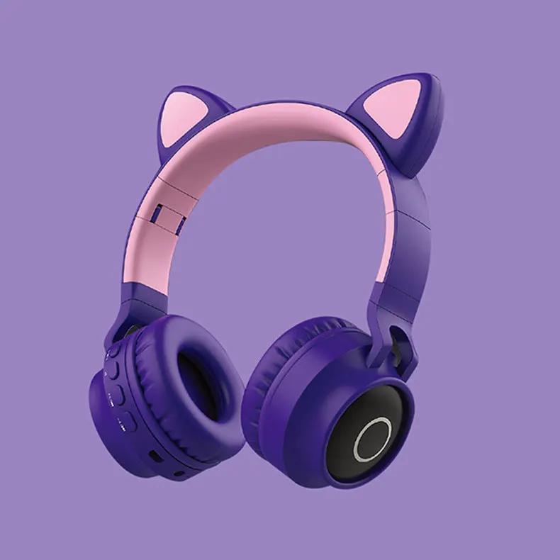 LED Light Cat Ear Headphones Wireless Bluetooth 5.0 Headset Portable Foldable Kids Headphone With Microphone Best Gift by Maiden-Art