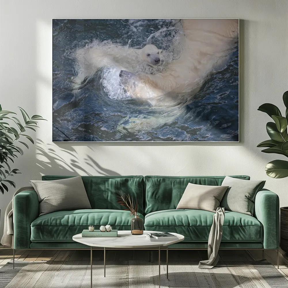 Wall art HER CUTENESS, swimming with mum by Antje Wenner-Braun