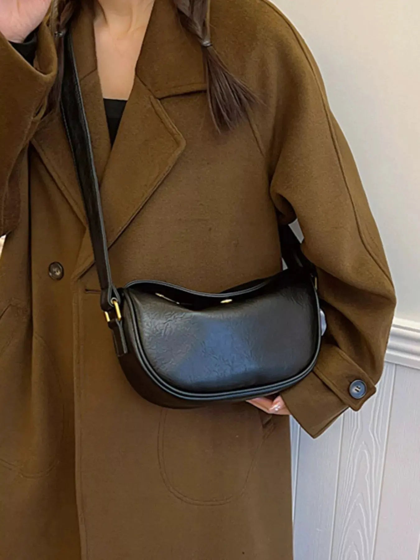 Elegant PU Leather Crescent Crossbody Bag by Partner Label