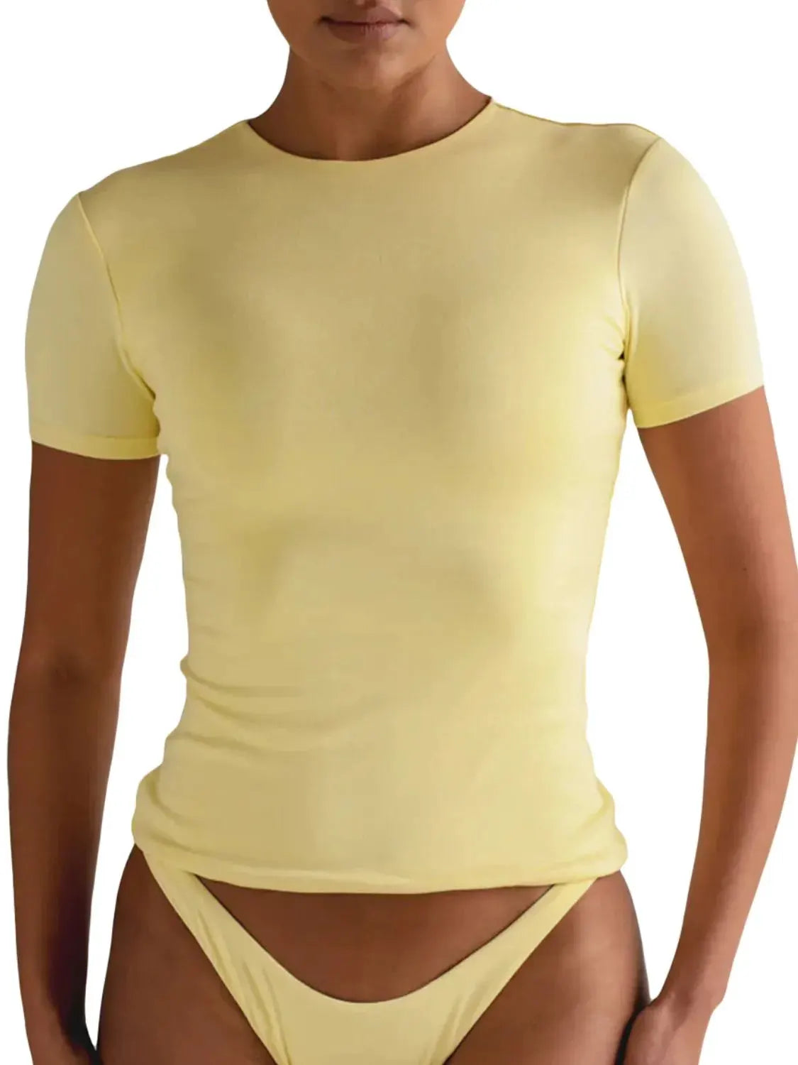 Round Neck Short Sleeve Swim Top by Partner Label