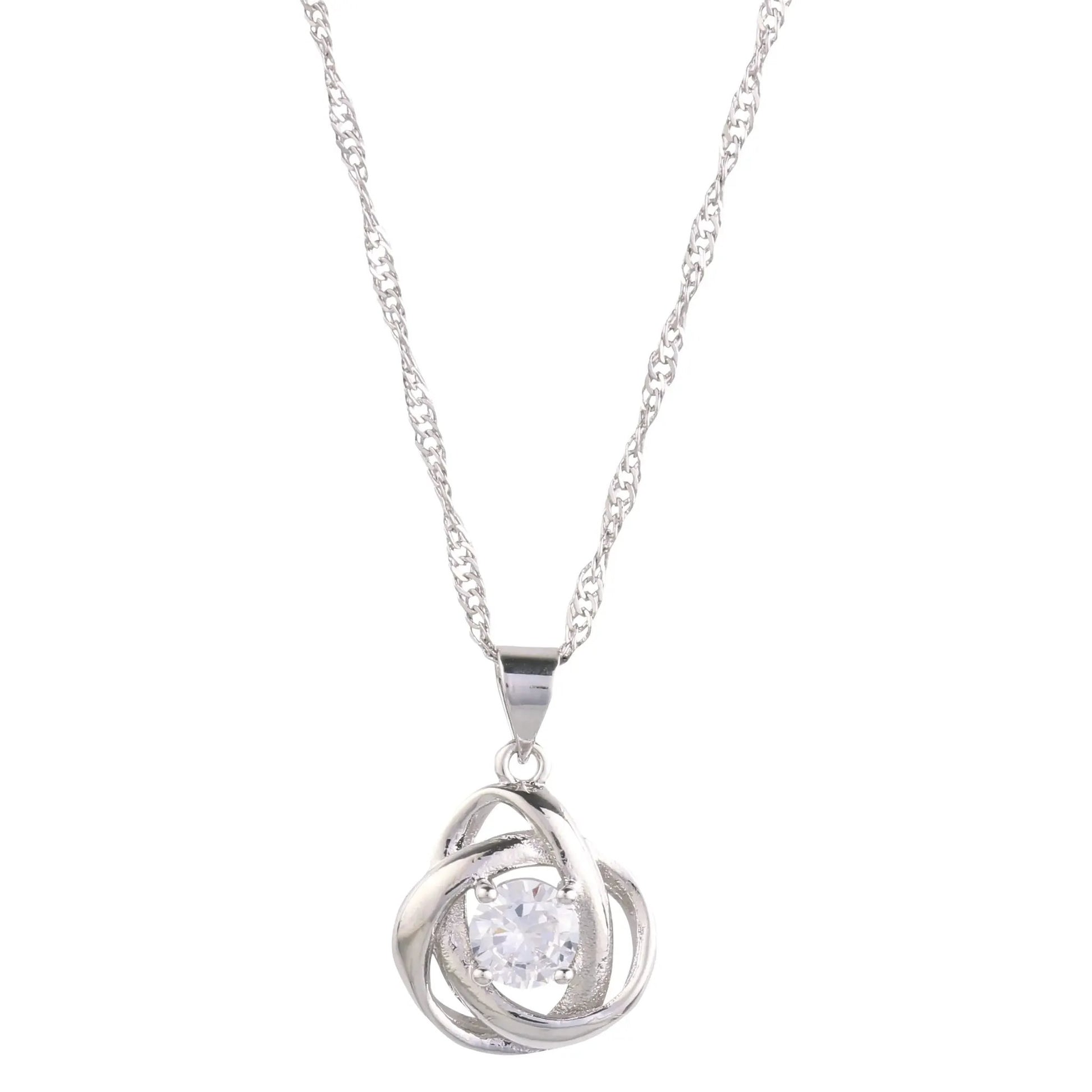 Round Knot Pendant Necklace with Cubic Zirconia by Nichestar